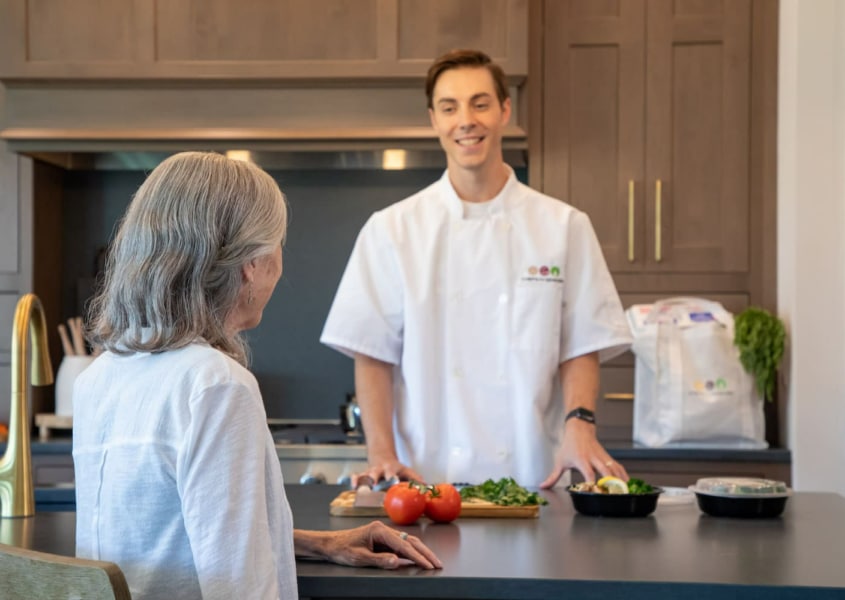 Personal chef for seniors with a client in her home.