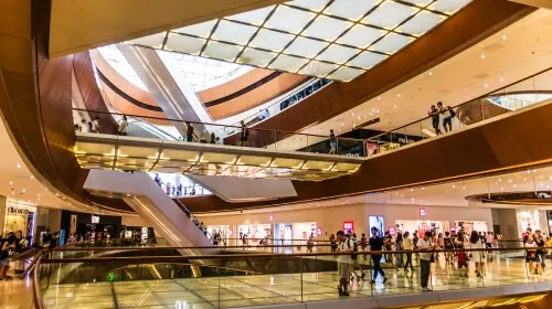 modern, multi-story shopping mall